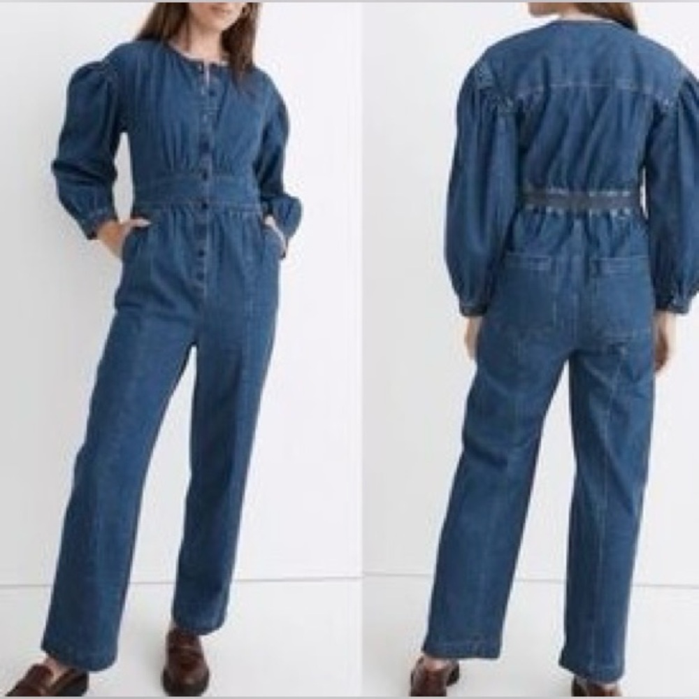 Madewell Blue Denim Button-Front Women’s Jumpsuit, Sz 8  
NWOT